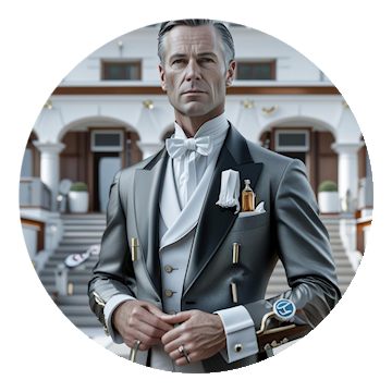 Butler im klassischen Service fuer gehobenen Privathaushalt