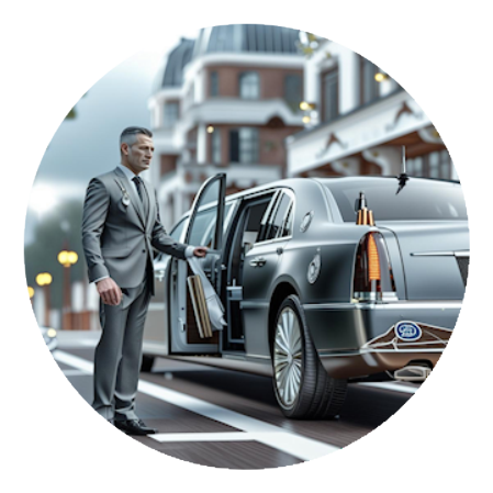 Privatchauffeur faehrt Dienstwagen fuer Familie oder Vorstand<br />