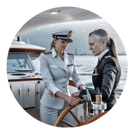 Yachtkapitaen und Crew auf exklusiver Privatjacht<br />